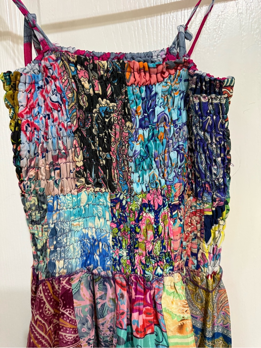 H087 NWT OS ptp10-22 Boho Patchwork Maxi Dress - Multicolor - Picture 3 of 8